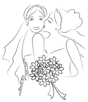 a lesbian couple, just married