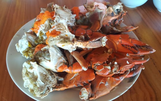 Steamed crab legs , seafood, thai style in thailand