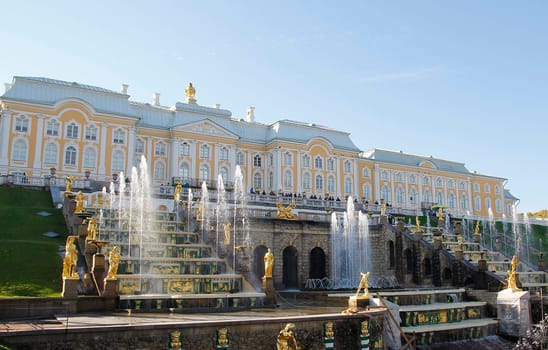 Grand Cascade Fountains in Peterhof Palace, Russia