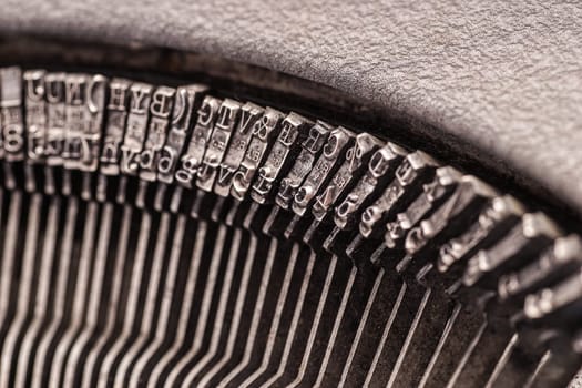 Details on antique typewriter. Vintage and retro