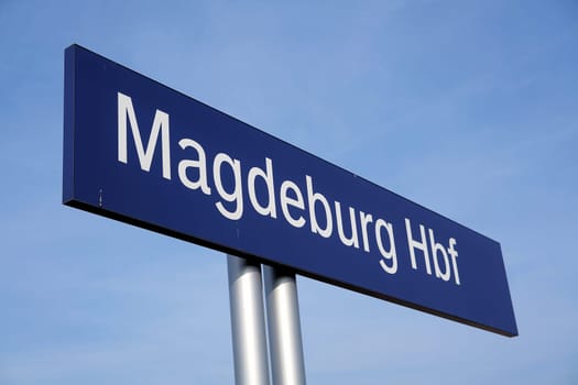 Sign on a platform in Magdeburg Central Station