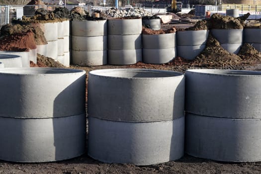 Building material on the construction site of the City Tunnel in Magdeburg