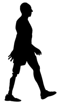 man walking with one prothesis leg