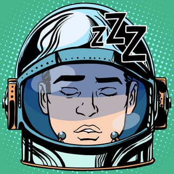 emoticon sleep Emoji face man astronaut retro pop art retro style. Emotions face. Vector emoticon
