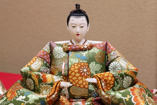 Close up of traditional Japanese hina doll