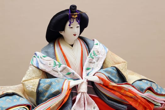Close up of traditional Japanese hina doll