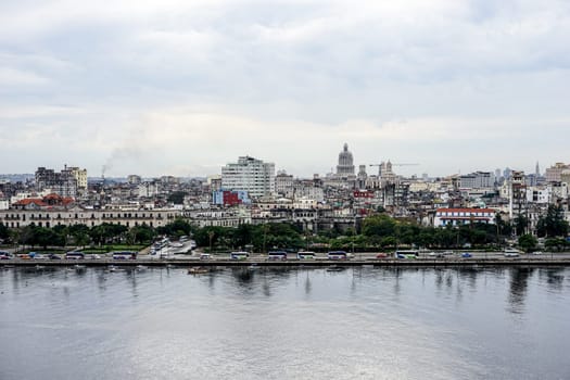 Havana skyline with views towards the city from the sea