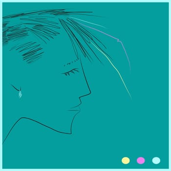 Portrait of girl, vector illustration