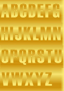 Striped Yellow Alphabet. Vector Illustration