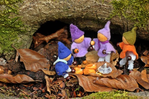 Four little gnomes find a treasure