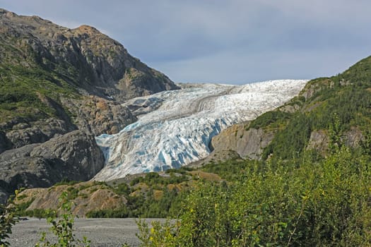 Exit Glacier Coming out of the Mountains near Seward, Alaska
