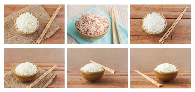 All rice collection on white background