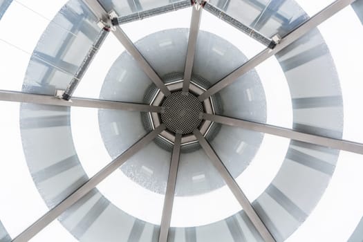 Glass dome,glass roof sweeping modern architecture..