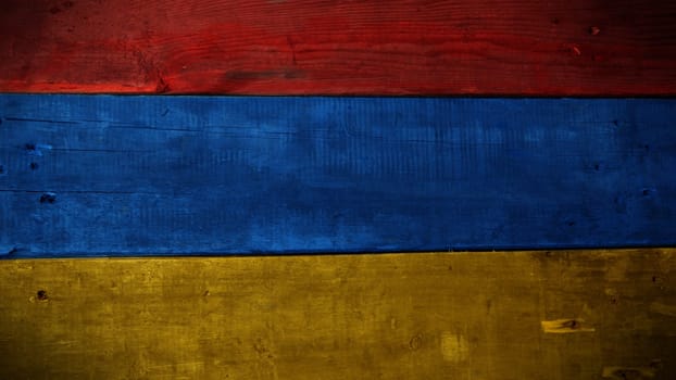 Wooden texture background with the colors of the Armenian flag