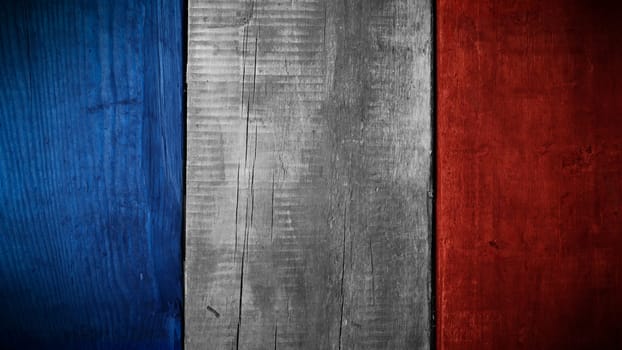 Wooden texture background with the colors of the French flag