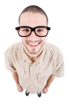 young casual man full body in a white background