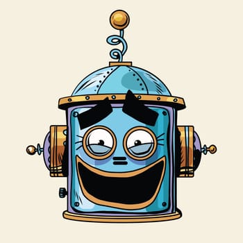 emoticon funny laughing emoji robot head smiley emotion pop art retro style. Human emotions. Icon symbol. Technology and artificial intelligence