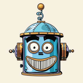 emoticon happy emoji robot head smiley emotion pop art retro style. Human emotions. Icon symbol. Technology and artificial intelligence
