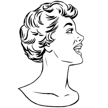 Girl agitator pop art retro style line art
