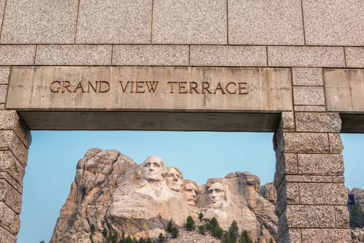 View of Mount Rushmore National Memorial and the entrance to the Grand View Terrace