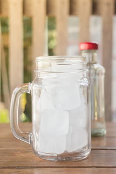 Drinking water and iced glass, stock photo