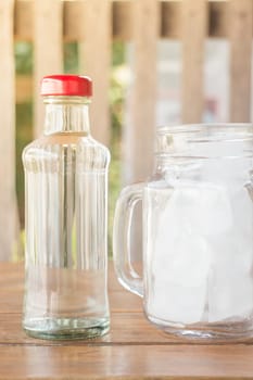 Drinking water and iced glass, stock photo