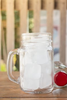 Drinking water and iced glass, stock photo