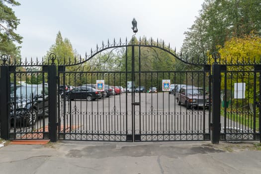 OREL, RUSSIA - OCTOBER 18, 2015: Main gate of the entrance to the territory of the National Park Reserve "Orlovskoye Polesie"""