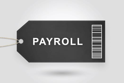 payroll price tag with barcode and grey radial gradient background