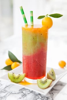 Homemade smoothie from various fresh fruits