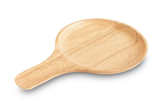 Wooden bowl isolated on white background, Clipping path