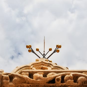 View of the spire of the church