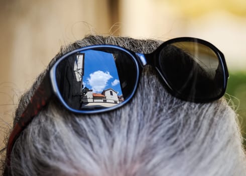 Chic sunglasses in a woman's hair