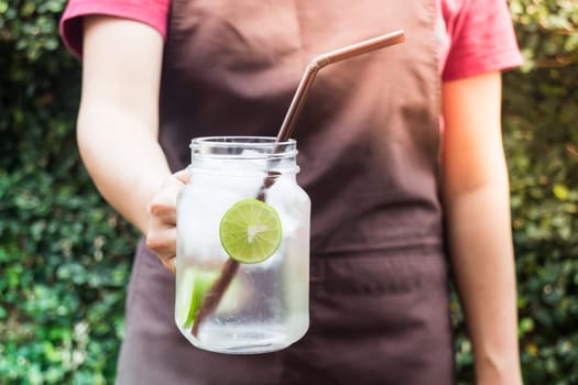Diet lime Infused detox water, stock photo