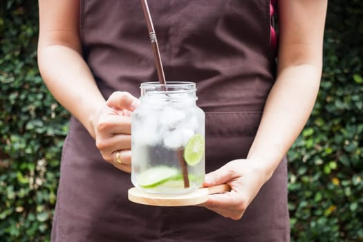 Diet lime Infused detox water, stock photo