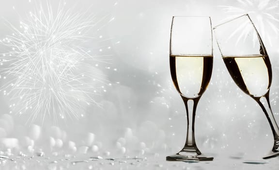 Champangne glasses on sparkling background