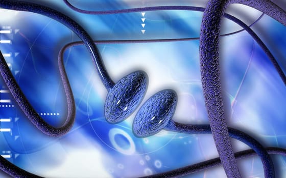 Digital illustration of synapse in colour background