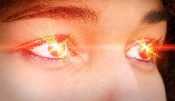 Eyes with red light