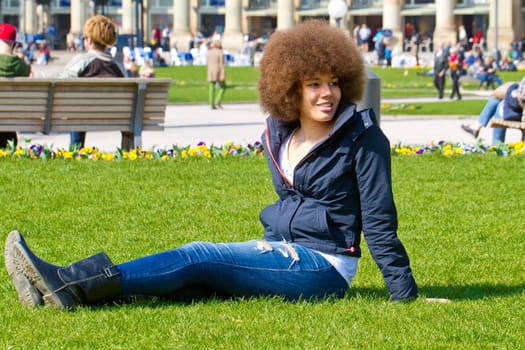 Young woman in the Schlosspark Stuttgart