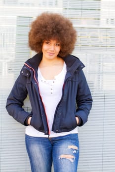 Young modern woman in the city