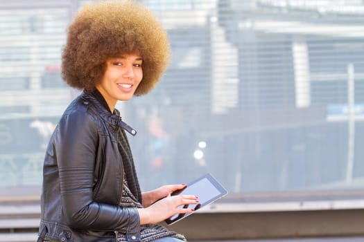 Young woman with tablet