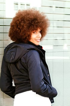 Teenagers with afro hairstyle in the city