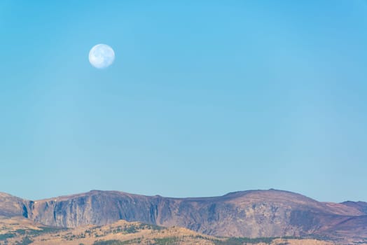 Moon over the Bighorn Mountains in Wyoming