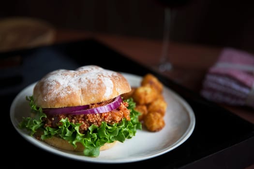 Healthy vegan quinoa sloppy joe, just as messy as the meat version.