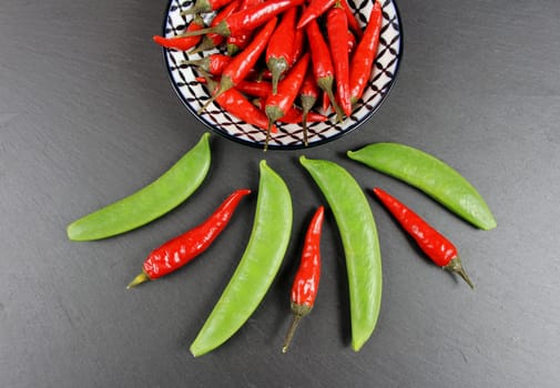 Chili and sugar pods