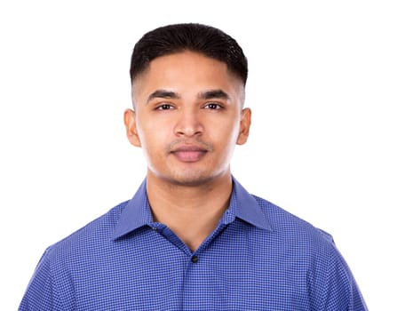 young business man posing on white isolated background
