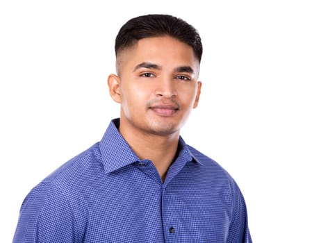 young business man posing on white isolated background