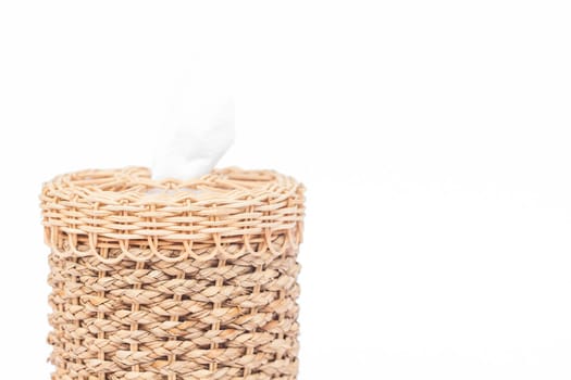 Craft weave tissue paper box on white background