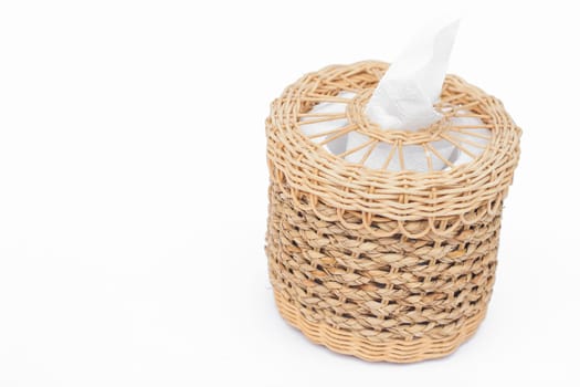 Craft weave tissue paper box on white background