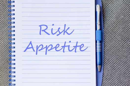 Risk appetite text concept write on notebook with pen